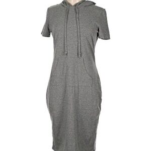 Elegant Gray Hooded Dress-MISKY
